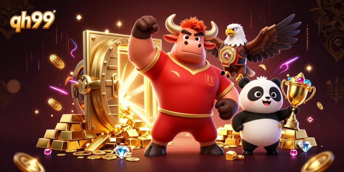 Experience big wins with qh99’s vibrant casino scene featuring unique mascots.