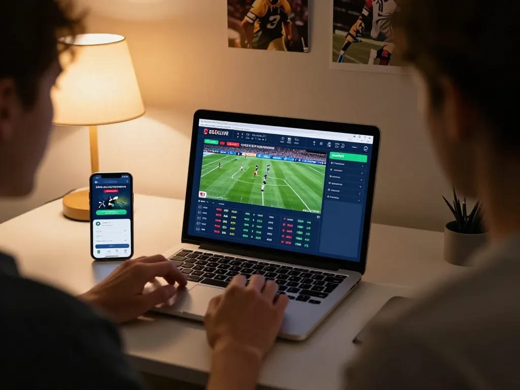 Socolive trực tiếp bóng đá experience showcased on a laptop during a live sports betting session.