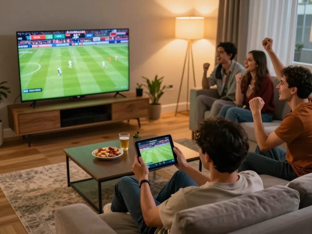 Socolive streaming live football match with friends enjoying an engaging sports betting experience.
