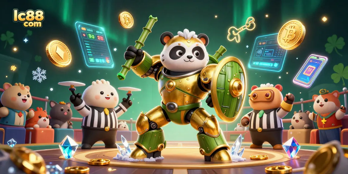 Win big at lc88 com as a golden panda pilots an arena battling with crypto coins.