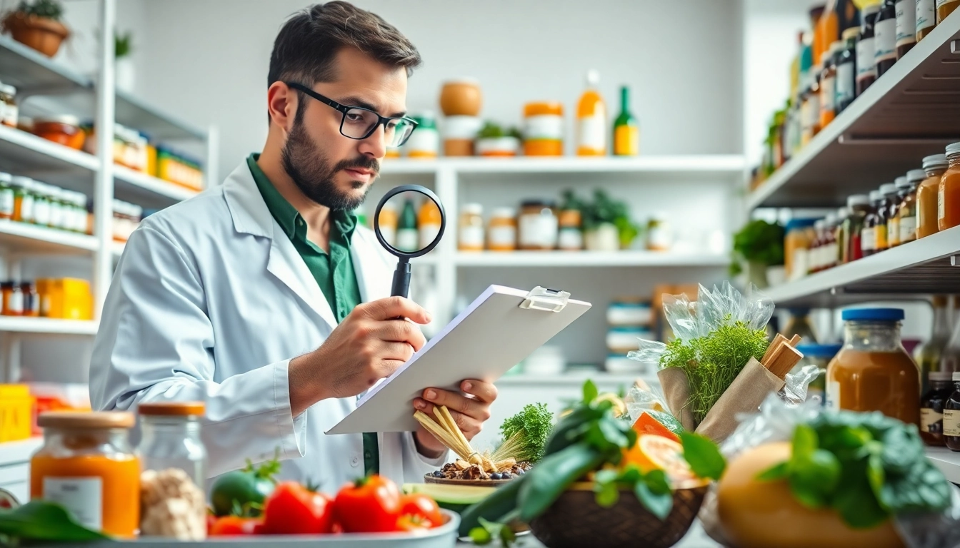 La registrazione fda alimenti italiani in un laboratorio di ispezione alimentare con ingredienti freschi.