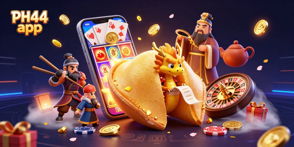 Experience the gaming excitement with the PH44 app featuring a vibrant casino scene filled with dynamic elements.
