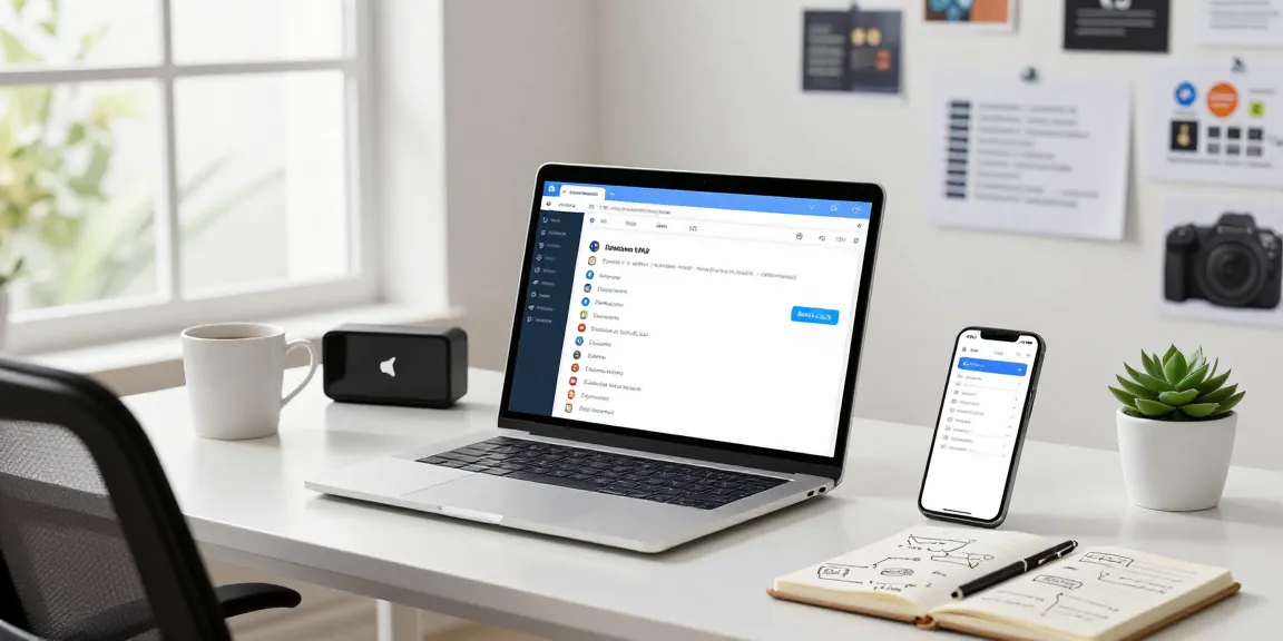 Using Telegram Web Version on a sleek laptop in a modern workspace, with notifications on smartphone.