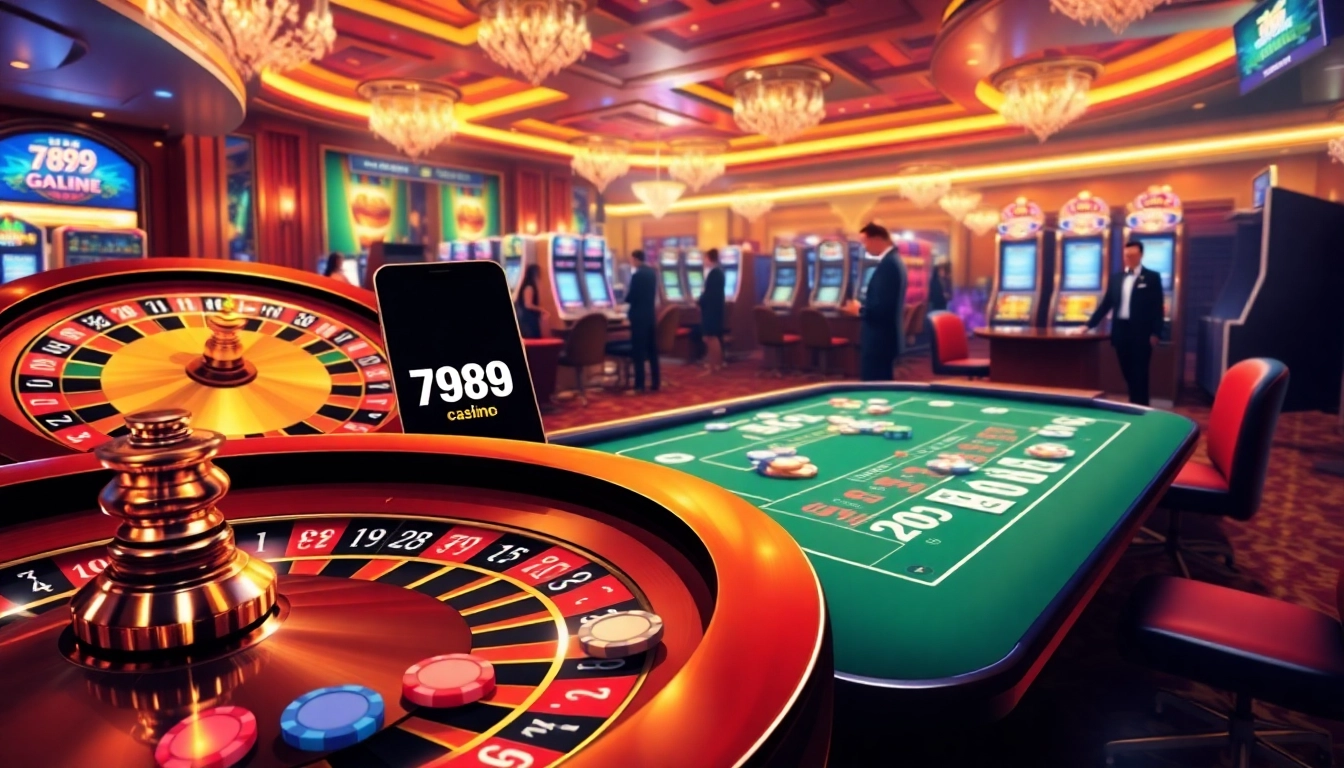 Experience the thrill of gambling at 789win with vibrant casino action captured in a luxurious setting.