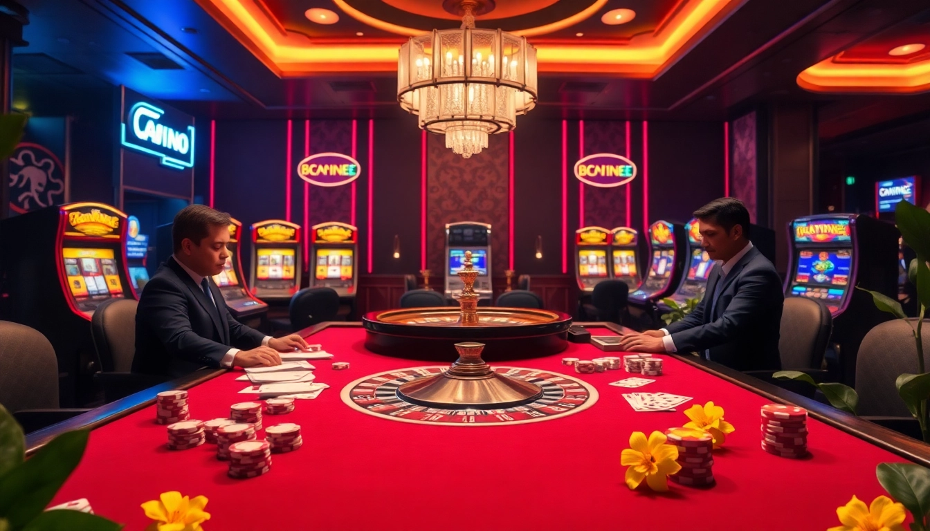 Experience the thrill of gambling with nohu-themed roulette and card games in a luxury casino setting.