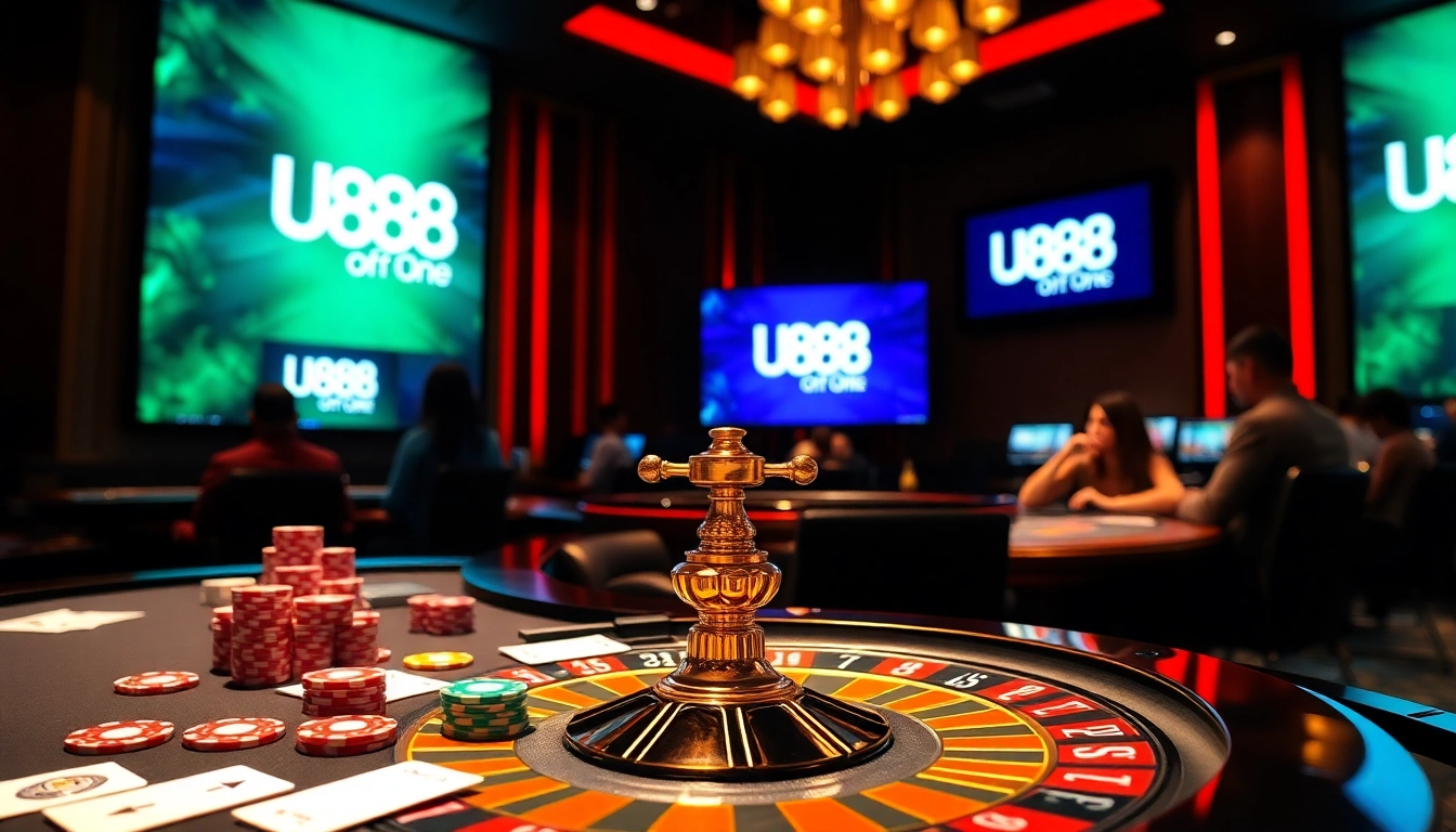 Experience the excitement of gambling with U888 One at a luxurious casino table.
