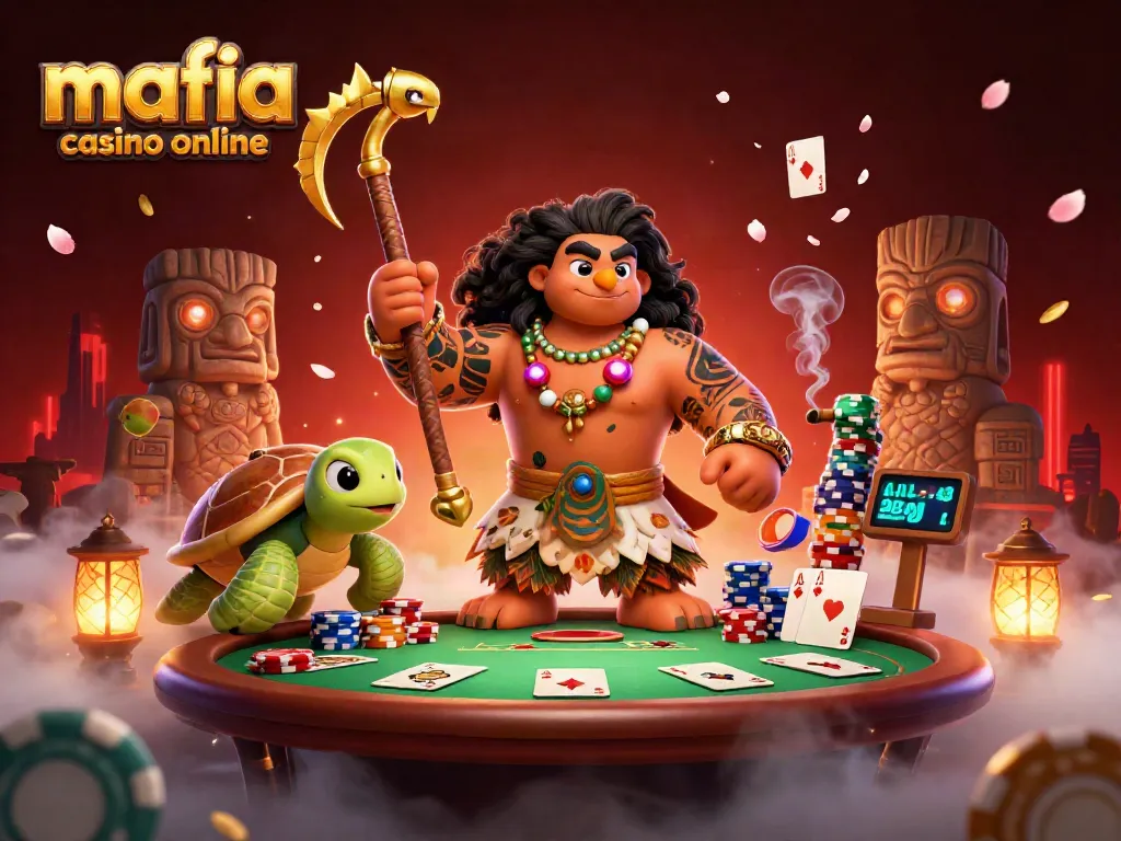 Bets spring to life in this vibrant mafia casino online scene with game-winning poker elements.