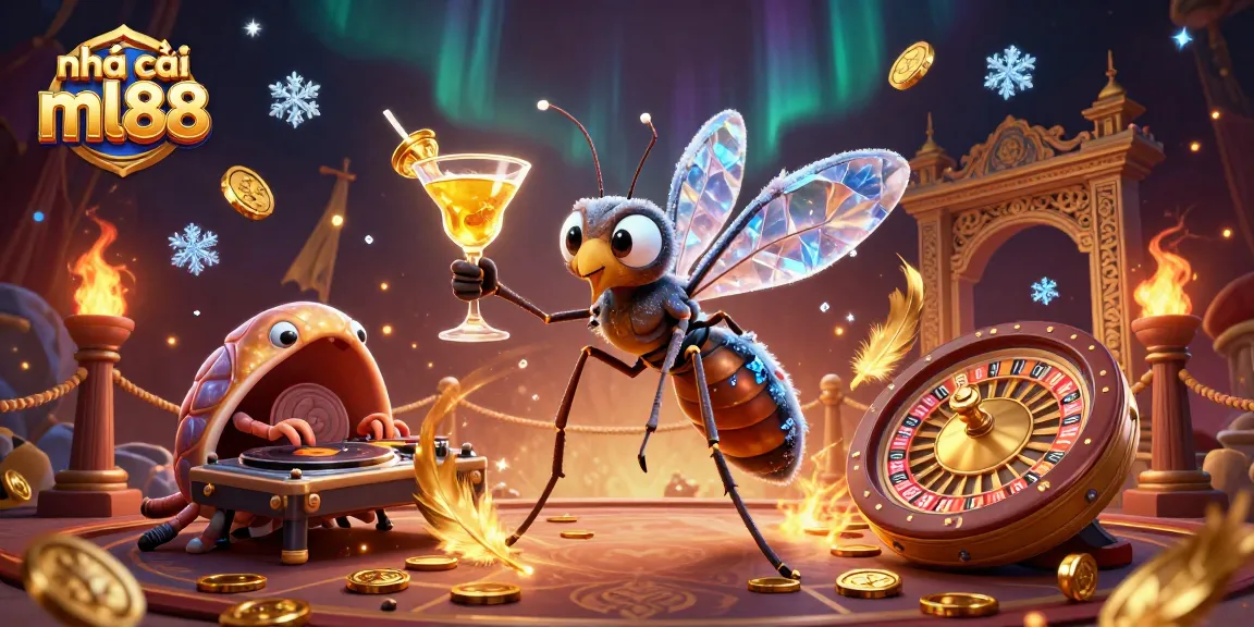 Experience exciting gameplay at nhà cái ml88 with dynamic characters and gambling elements in this vibrant 3D illustration.