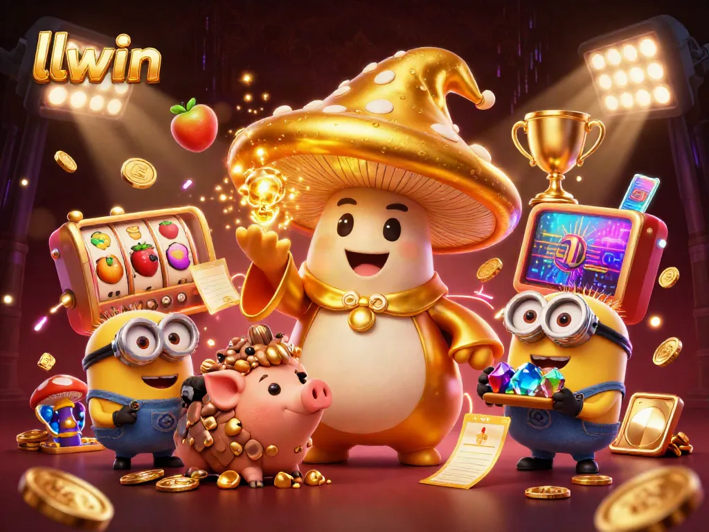 llwin transforms luck with an energetic casino scene featuring a golden wizard and treasure