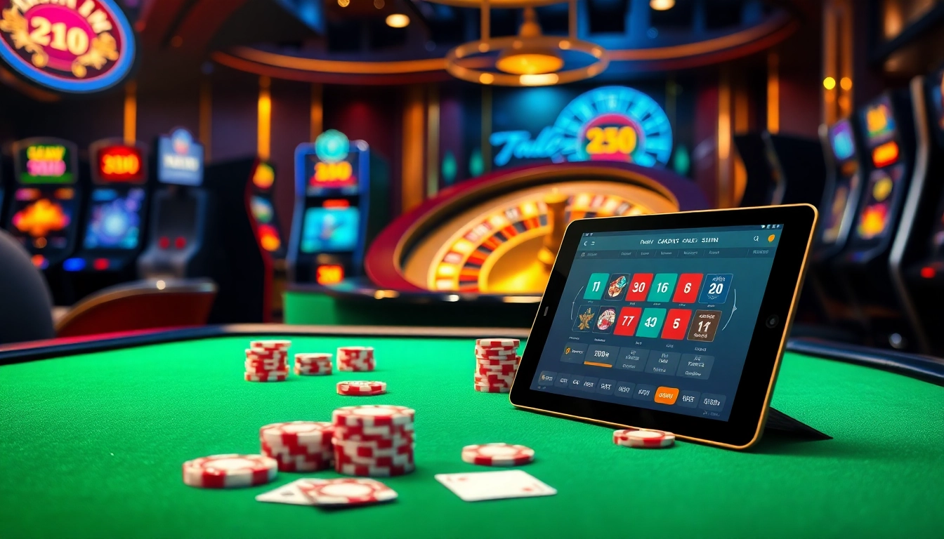 Engage in thrilling gameplay at https://mm88.it.com/ with vibrant casino tables and glowing slot machines.
