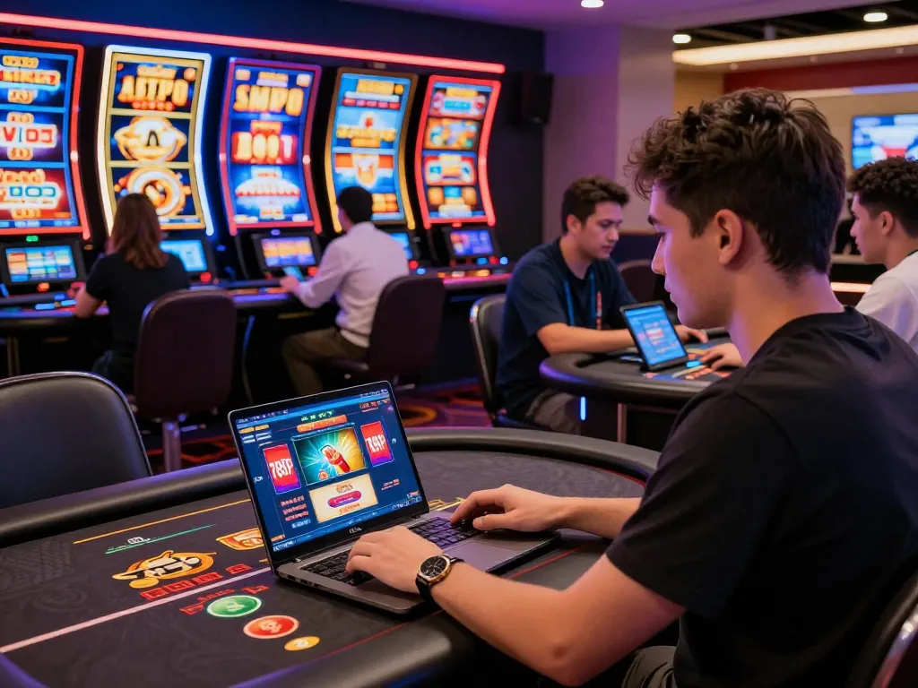 Engaged players enjoying the diverse offerings on 789P's online gambling platform, showcasing vibrant games and interactive elements.