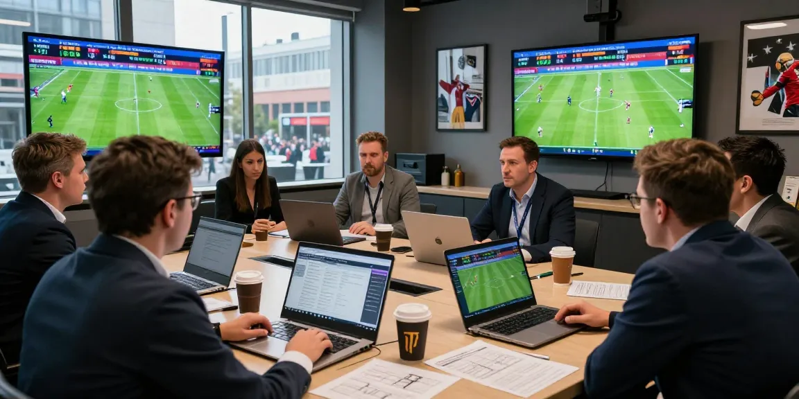 Soi kèo analysis in a vibrant sports betting hub with analysts reviewing football statistics.