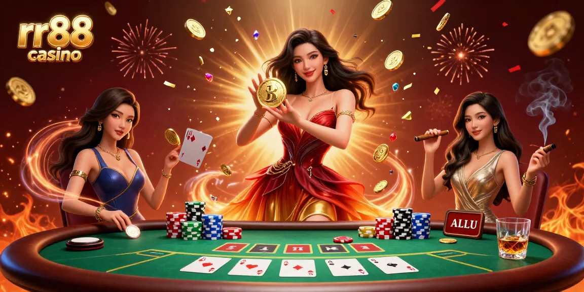 Experience thrilling gameplay at rr88 casino with vibrant digital art showcasing exciting gaming elements.