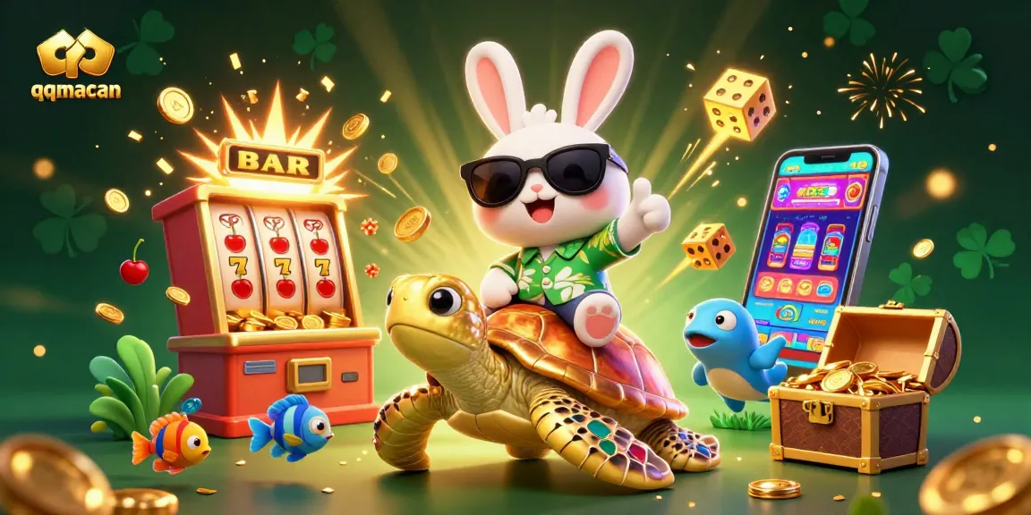 Play and win with qqmacan in this vibrant casino scene bursting with excitement and jackpot elements.
