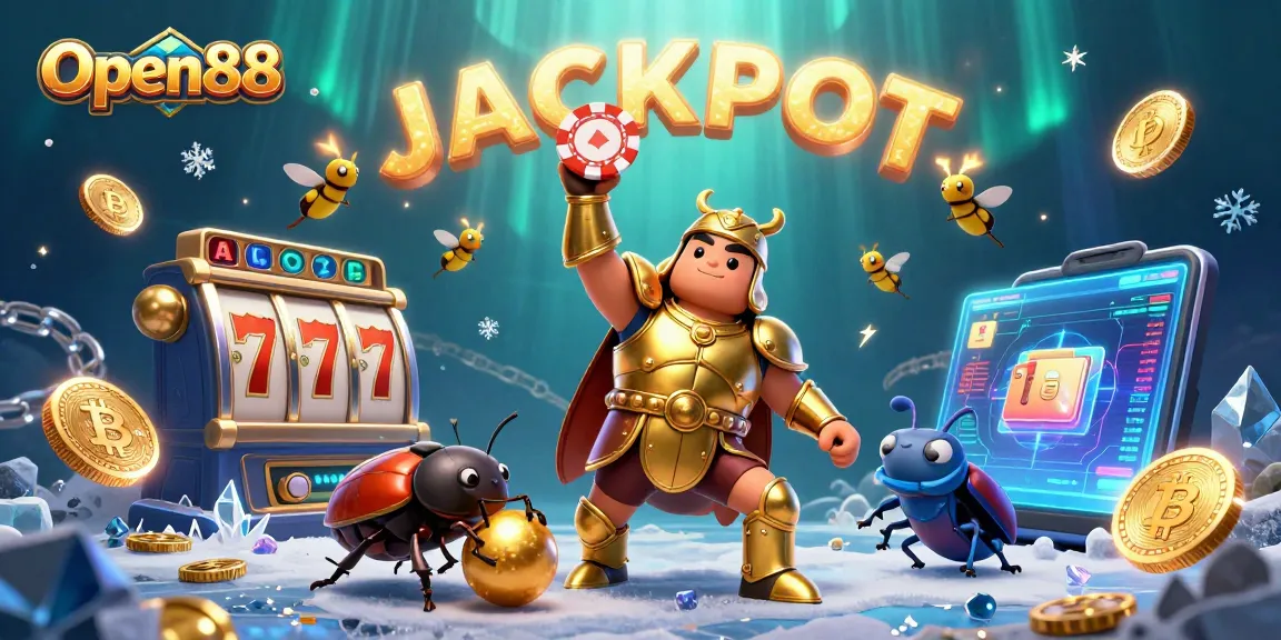 Celebrate wins at Open88 with fun characters showcasing jackpots and crypto excitement.