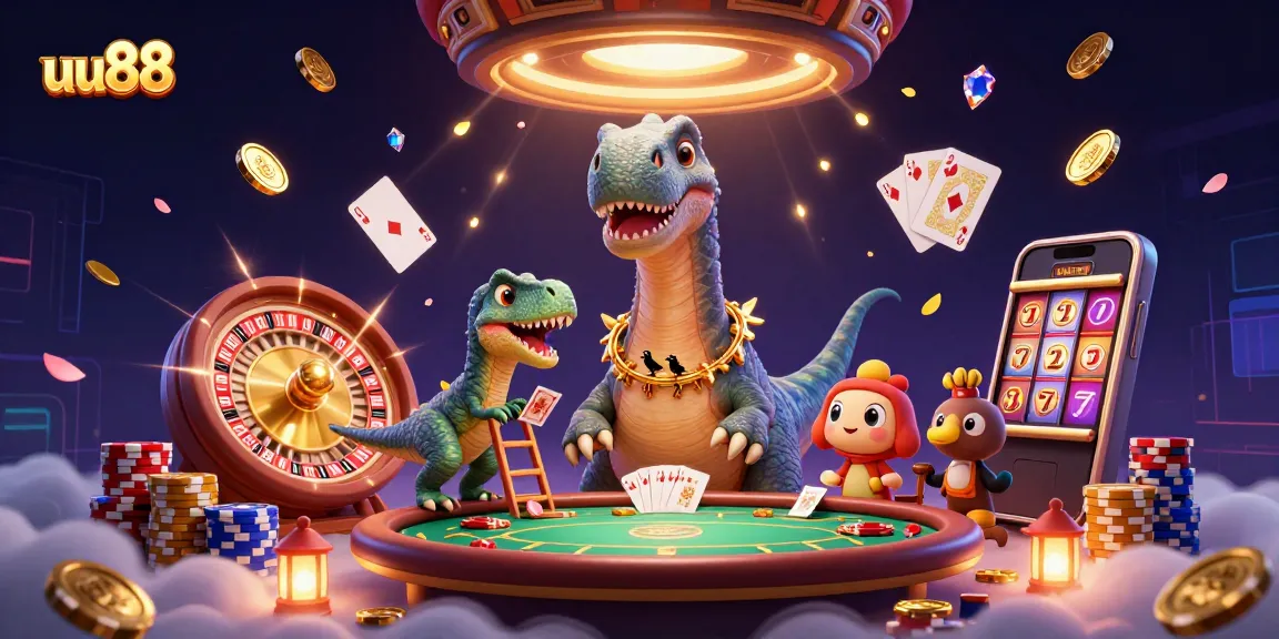 Engage with the vivid casino world of uu88 featuring quirky dinosaur characters and exciting gaming elements.