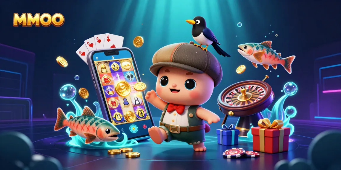 Spin reels for jackpots at MMOO with the playful Nessie character and vibrant casino elements.