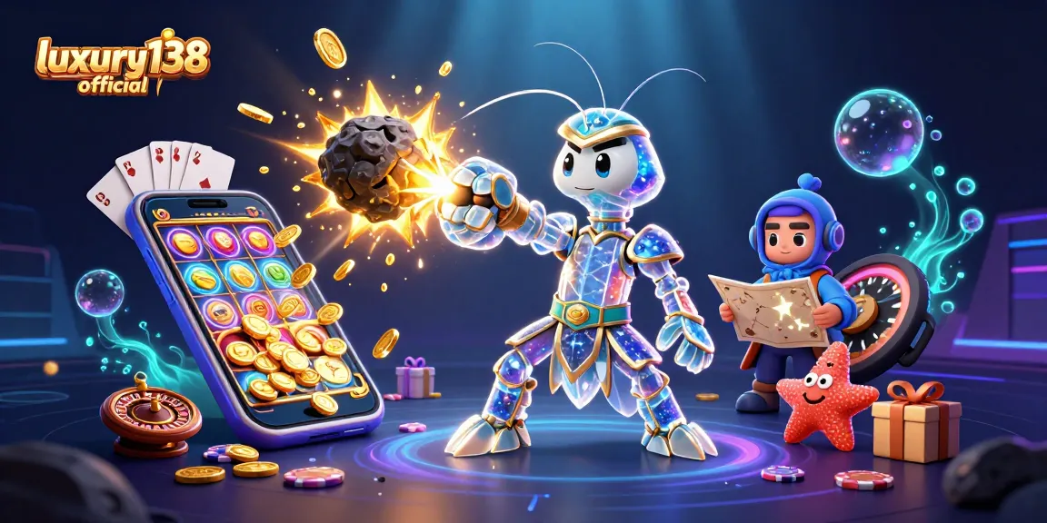 Experience the excitement of luxury138 official with a vibrant 3D casino scene featuring games and rewards.