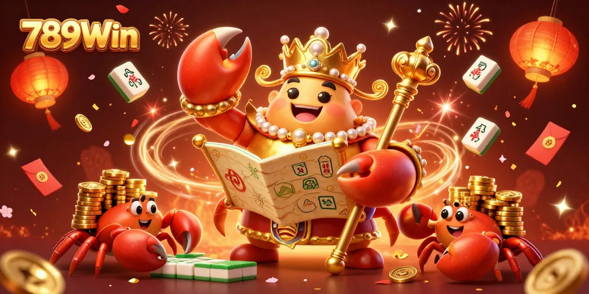 Experience the thrill of winning at 789Win with a vibrant casino scene featuring a golden crab emperor and festive elements.