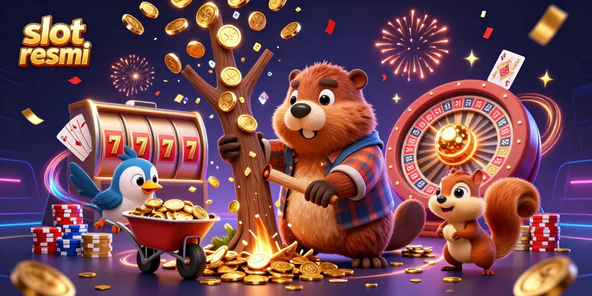 Experience thrilling wins at slot resmi with golden coins raining down in this vibrant casino scene.
