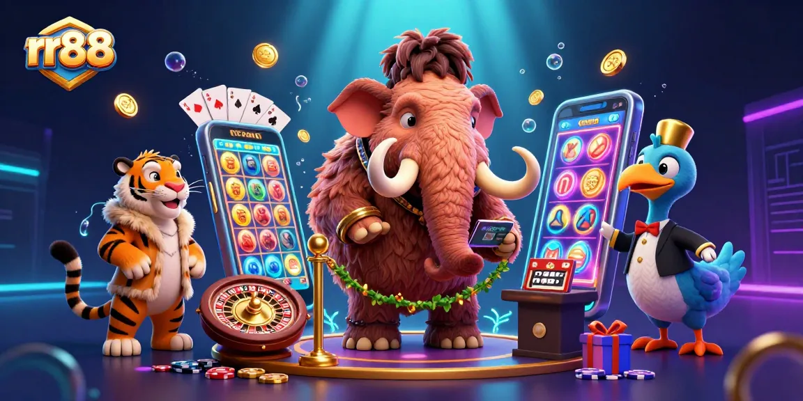 Experience thrilling wins at rr88's vibrant casino, showcasing characters and dynamic gaming elements.