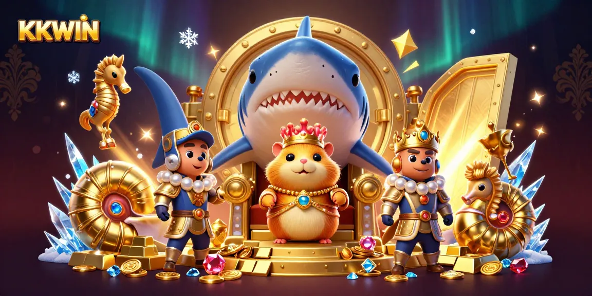 Experience KKWIN with an exciting throne scene showcasing a golden hamster king and treasure elements.